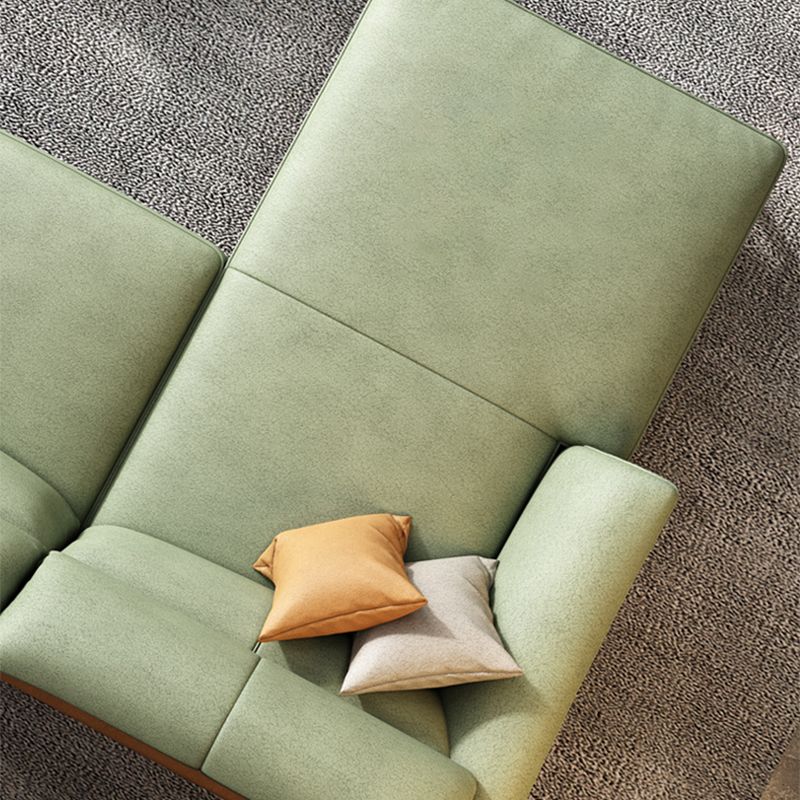 Pillow Arms Sectional Green Modern Faux Leather Living Room Sofa & Chaise