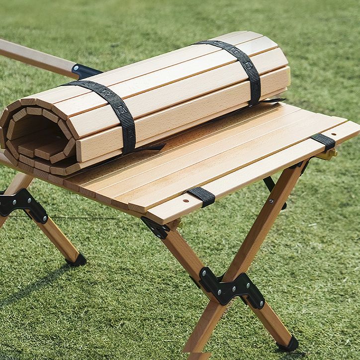 Industrial Beech Wood Folding Table Outdoor Solid Wood Camping Table