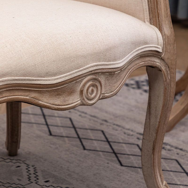 Farmhouse Fabric Home Arm Chair Matte Finish Solid Back Dining Chair