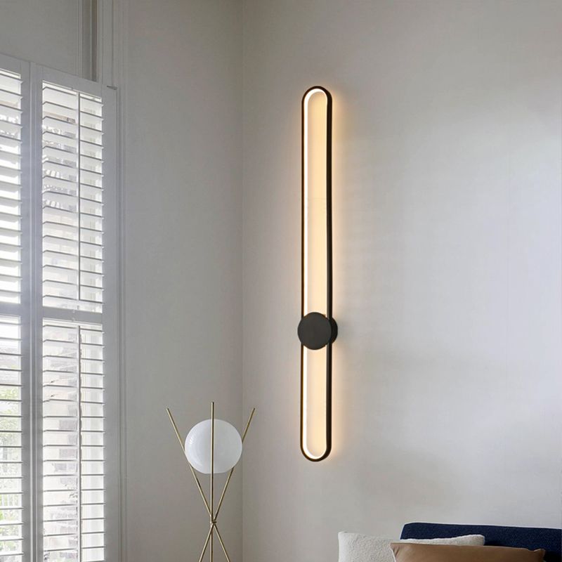 Nordic Style Brass Wall Light Linear Single Light LED Wall Sconce for Living Room