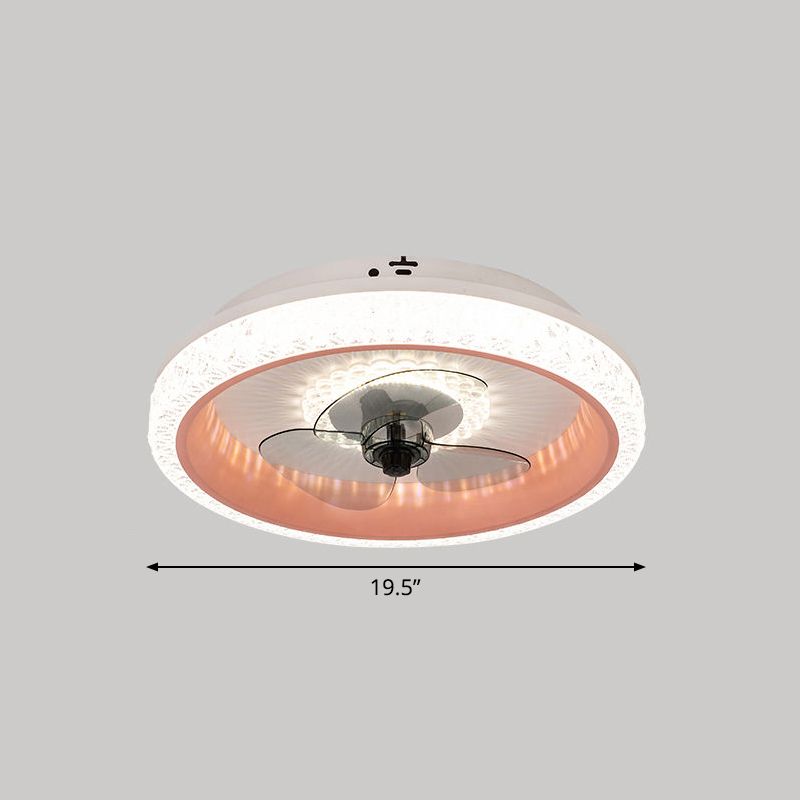 19,5 "breit runde LED-Semi-Flush-Leicht-Makryl-Esszimmer 3-Blatt Deckenventilator, Fernbedienung