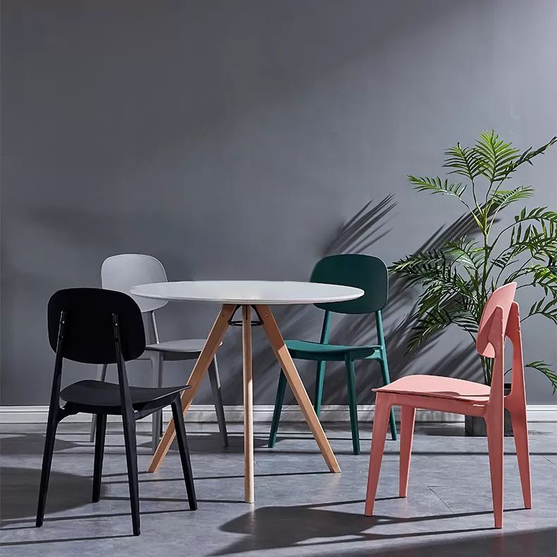 Minimalist Style Open Back Dining Side Chairs Plastic Dining Armless Chairs for Home