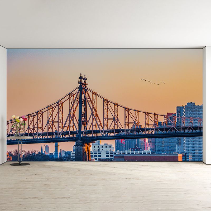 Developed City Wall Mural Decal for Meeting Room Stain Resistant, Personalized Size