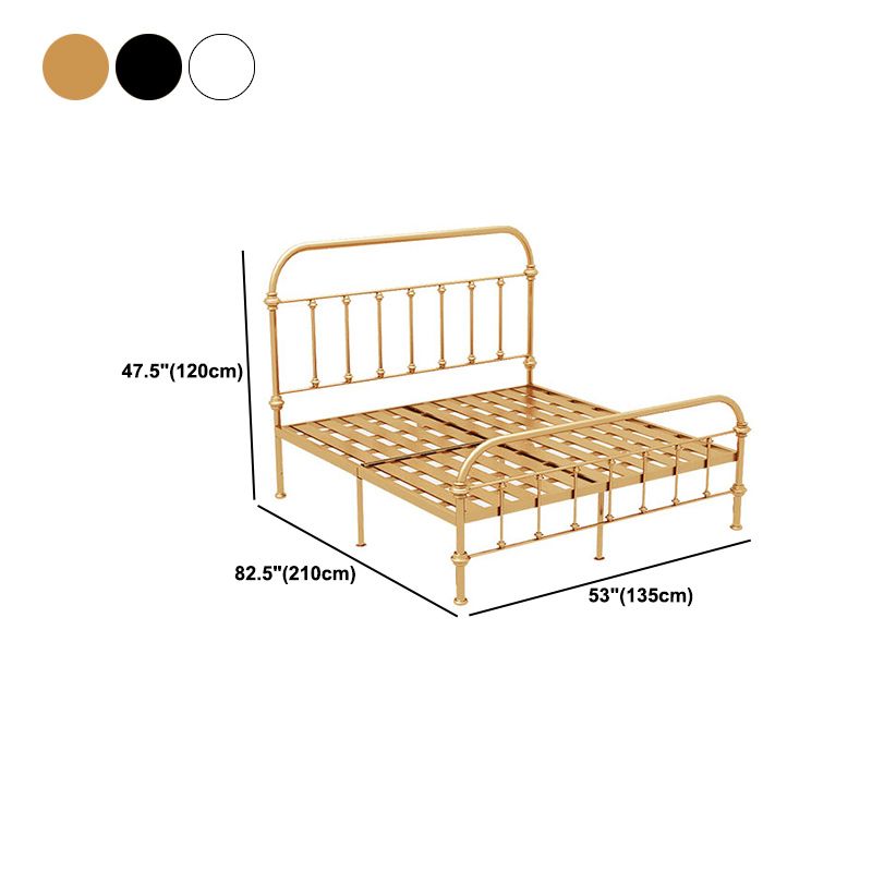 Luxurious Standard Bed with Open-Frame Headboard and Metal Legs