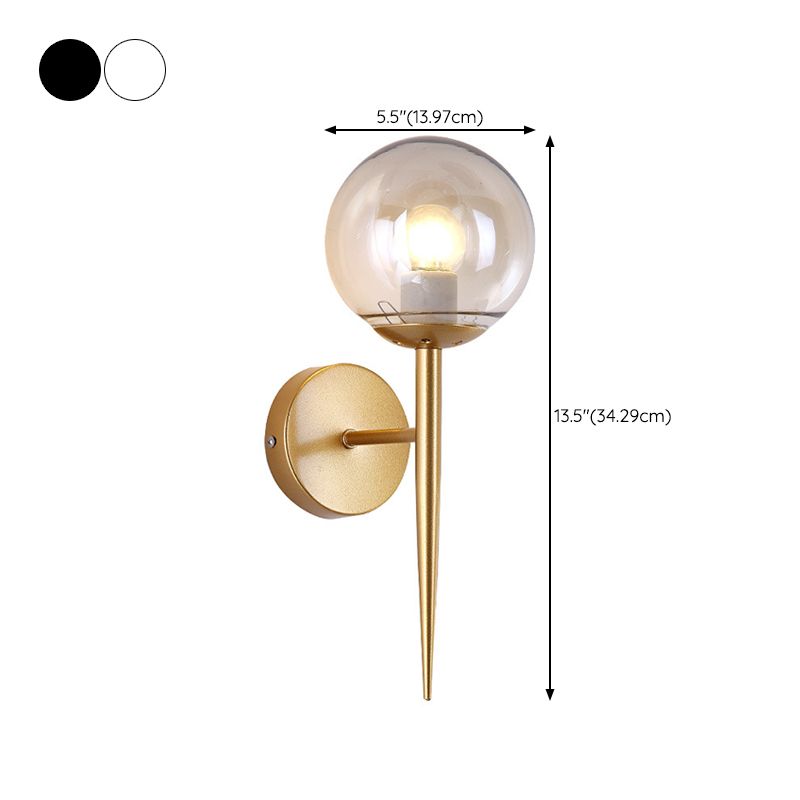 Industrial Style Ball Shape Wall Sconce Glass 1 Light Sconces for Hallway