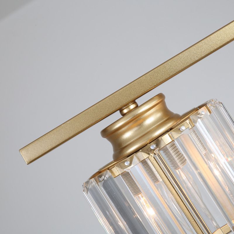 Country Cylinder Hanging Island Light Clear Crystal Pendant Lighting Fixture for Dining Room