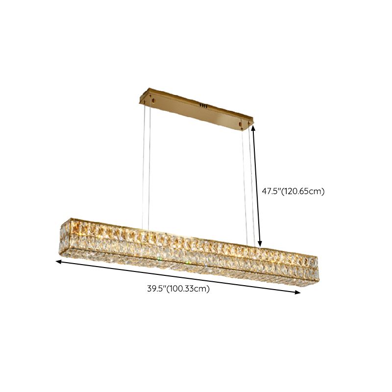 Crystal Linear Island Lighting Fixture Simplicity for Dining Room