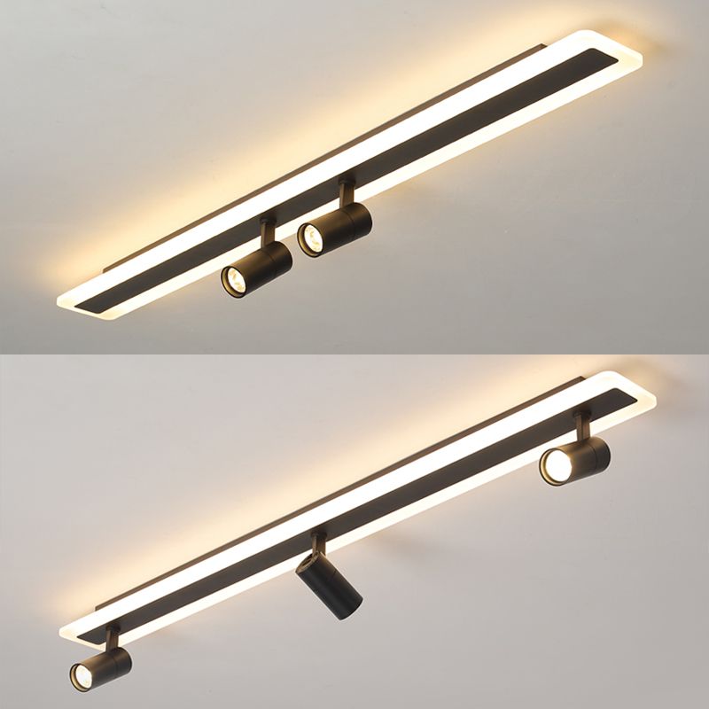 Tira de acrílico rectangular LED de montaje semi empotrado en luz de techo de metal de estilo conciso moderno para lugares comerciales