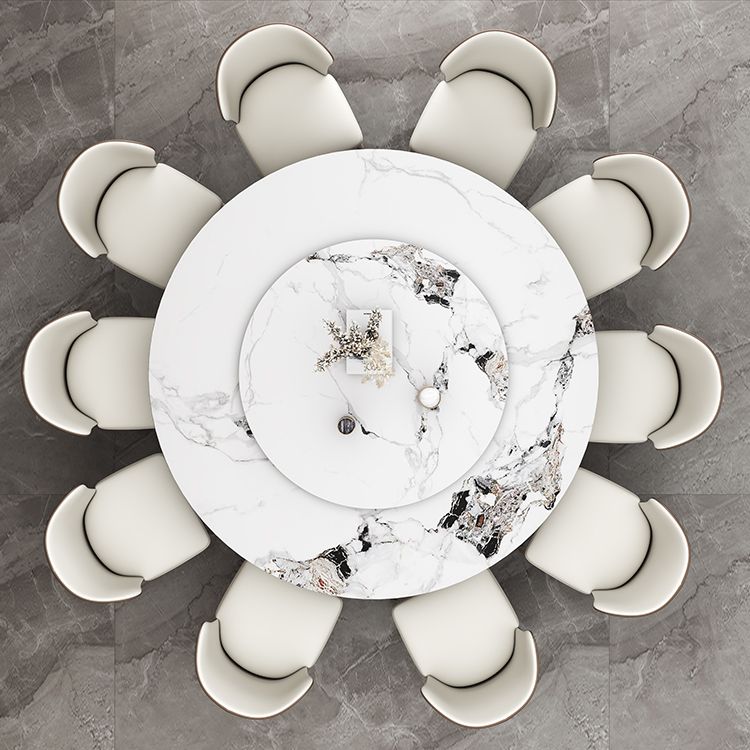 Round Stone Dining Room Table Traditional Luxury Table with Pedestal Casual