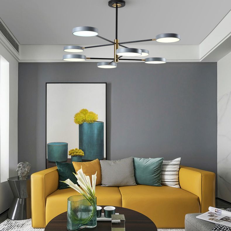 Two Layers Iron Chandelier Contemporary Style Pendant Light for Living Room Dinning Room