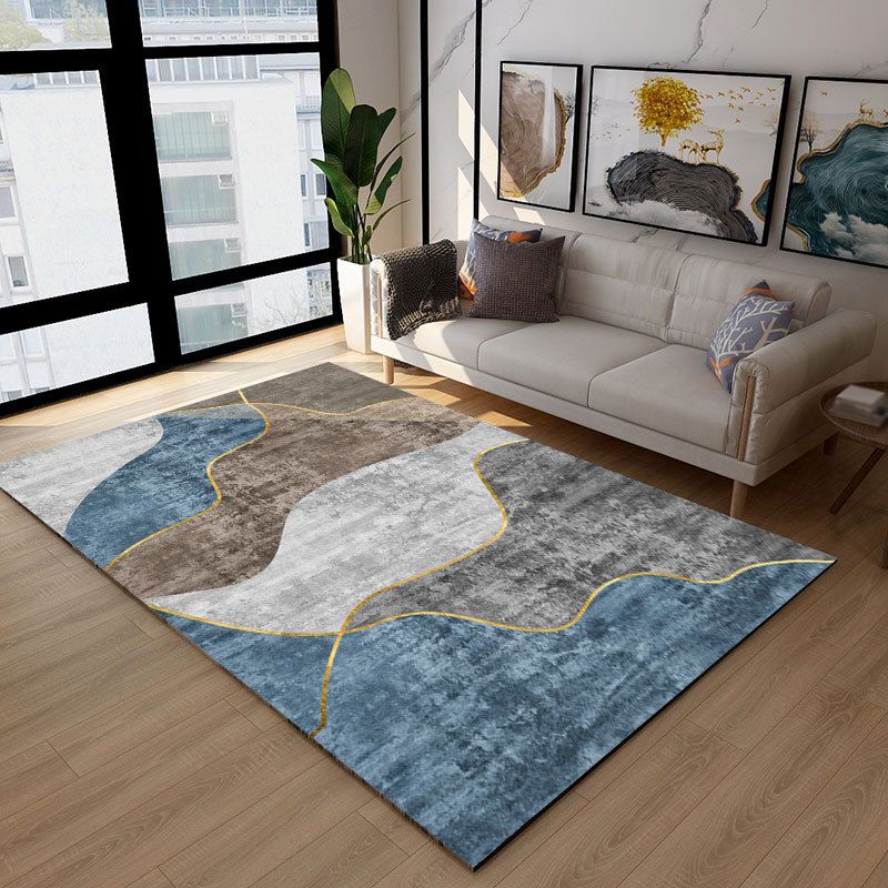 Contemporary Indoor Rug Luxury Polyester Carpet Stain Resistant Area Rug for Living Room