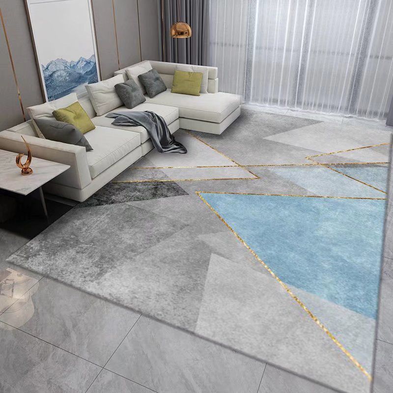 Gray Modern Carpet Polyester Graphic Carpet Washable Carpet for Living Room