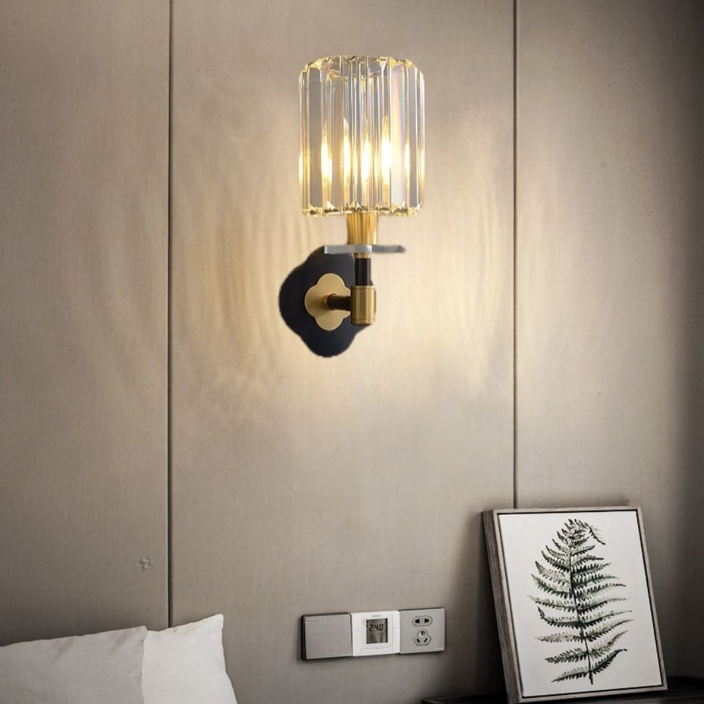 Modern Style Cylinder Wall Light Crystal 1 Light Sconces for Bedroom