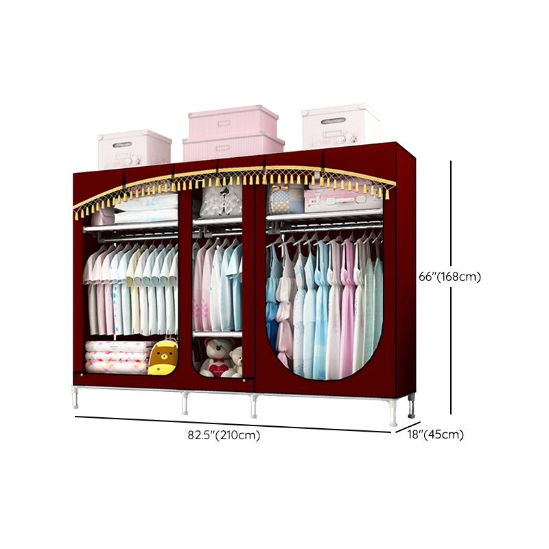 Contemporary Style Steel Wardrobe 3-door Wardrobe Closet with Legs