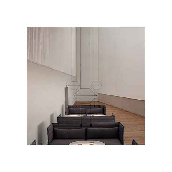 Geometric Hanging Ceiling Light Post Modern Metal 2/4/6 Lights Black Suspension Pendant