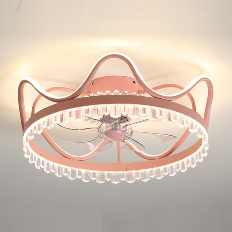 Plafond LED circulaire lampe à fans élégant nordique métal