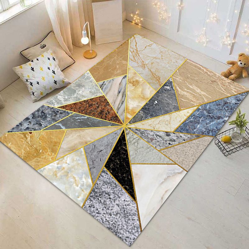 White Modern Carpet Polyester Geometric Patterns Carpet Washable Carpet for Home Decor