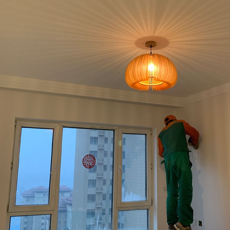 Pumpkin suspendue plafonnier simple bois beige pendant suspendu pour salle à manger