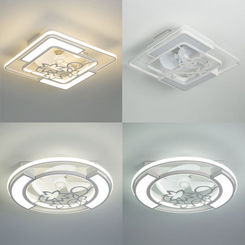 Weiße geometrische Deckenlüftungslampe moderne Acryl -LED -Halbblütenmontage Licht für Wohnzimmer