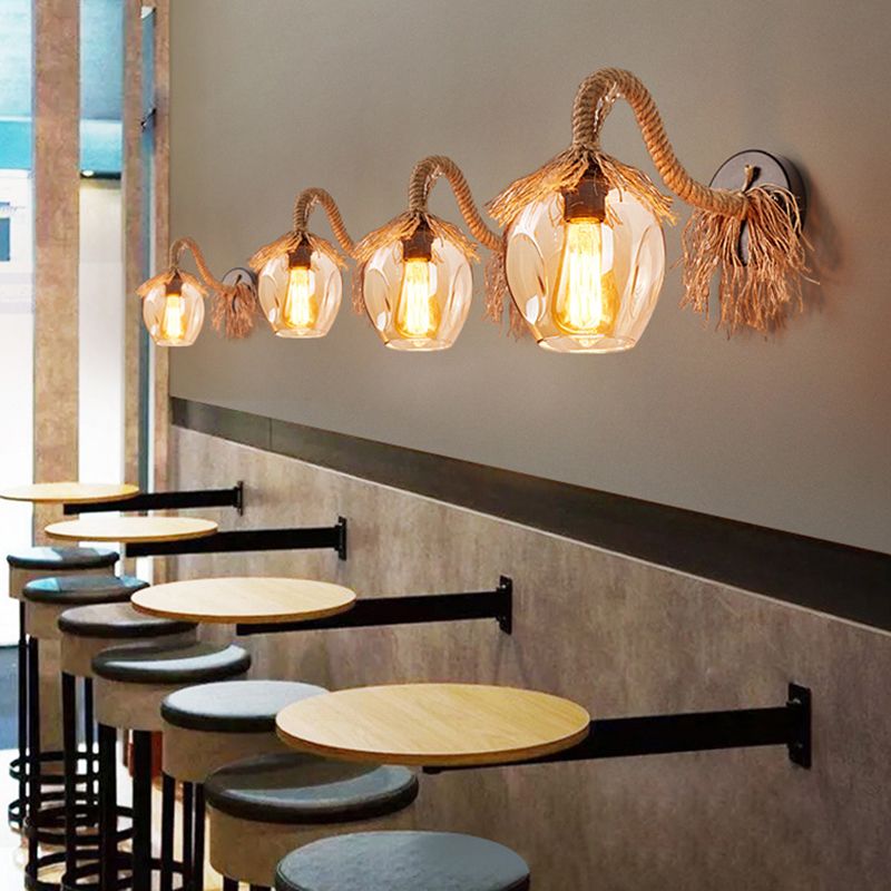 Gooseneck Stem Wall Light Sconce American Retro Style Glass 1 Light Sconces