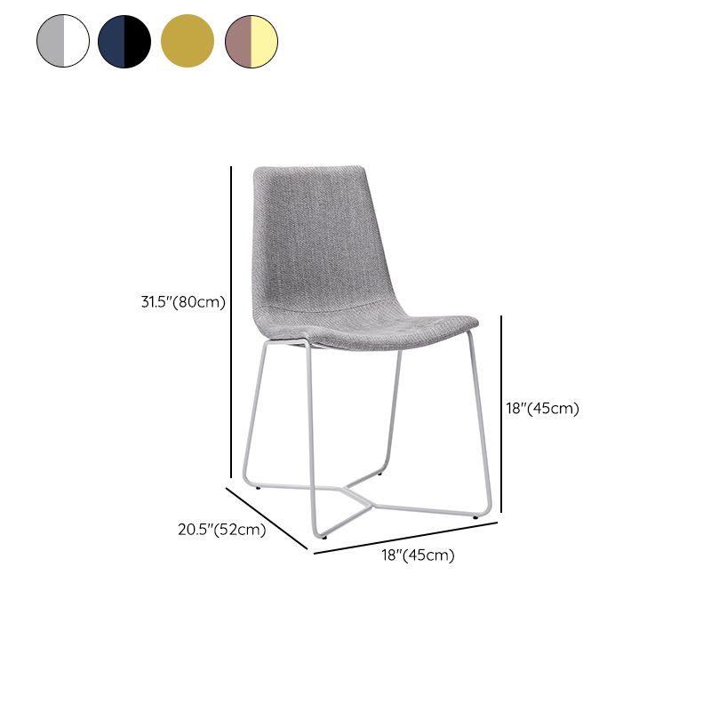 Metal Upholstered Chair Contemporary Armless Open Back Chair for Dining Room