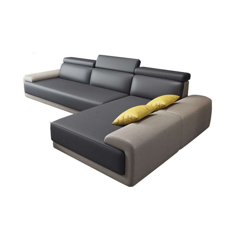 33.46 " H Faux Leather Recessed Arm Sofa & Chaise for Living Room