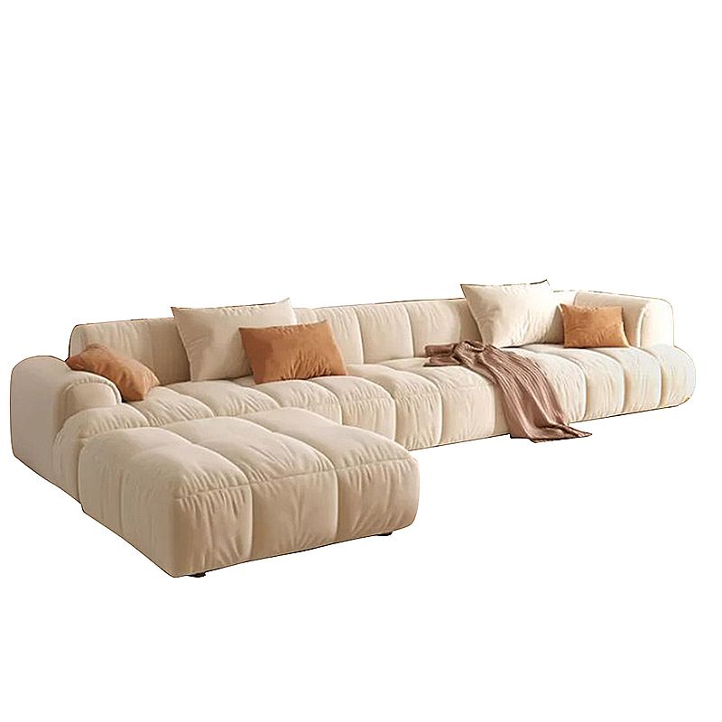Velvet Round Arm Sectionals 24.8"High Tight Back Sofa with 4 Pillows