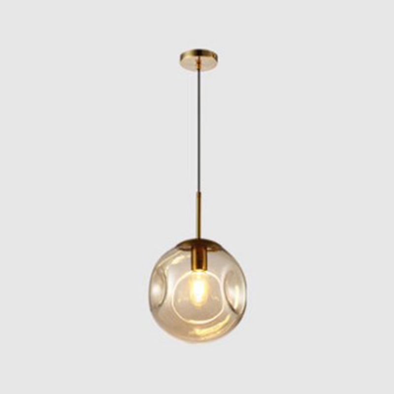 Glass Spherical Ceiling Pendant Light Minimalist Style Pendant Lighting Fixture for Bedroom