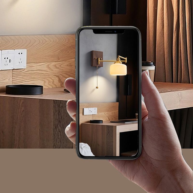 Modern Simple Wall Light Geometry Shape Wall Lamp with Ceramics Shade for Bedroom