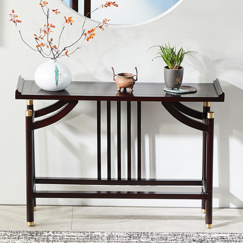 Solid Wood Rectangle Console Table 31.5-inch Tall Accent Table with Shelf