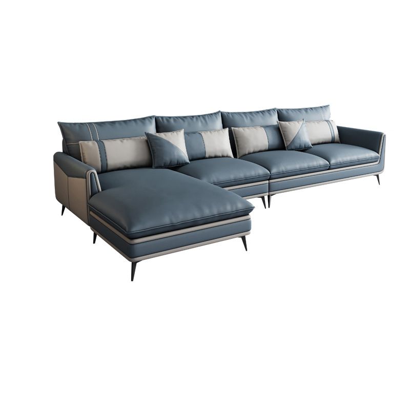 Scandinavian 35.43 " H Faux Leather Flared Arm Sofa & Chaise F