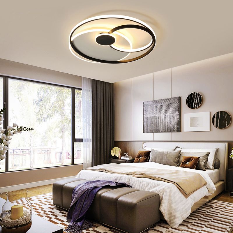 Cirkel Gevormd Plafond Flush Light Nordic Metal LED Slaapkamer Flushmount in zwart en wit