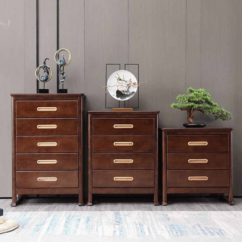 Traditional Brown Storage Chest Dresser Vertical Wooden Chest with 3 / 4 / 5 Drawers