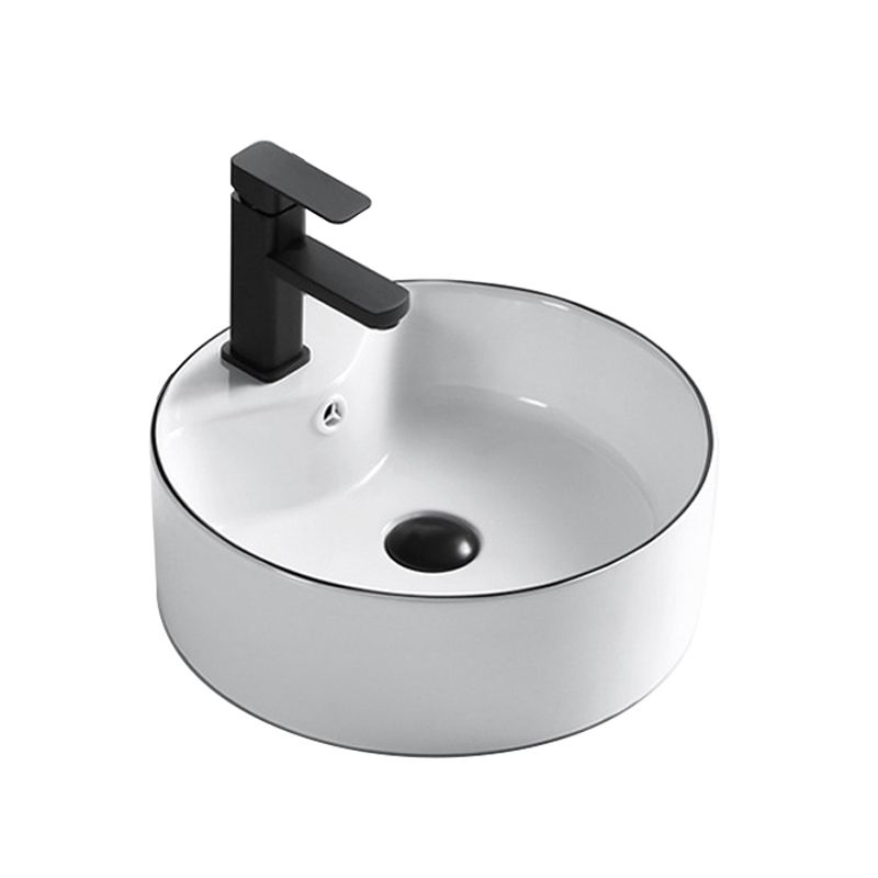 Modern Bathroom Sink Porcelain Rectangular with Overflow and Drain Assembly Basin Sink