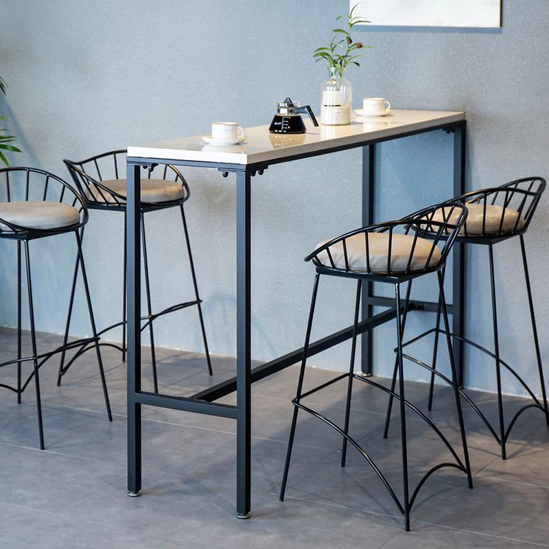 Industrial Rectangle Solid Wood Bar Table Set 1/5 Pieces Counter Table with Iron Stools