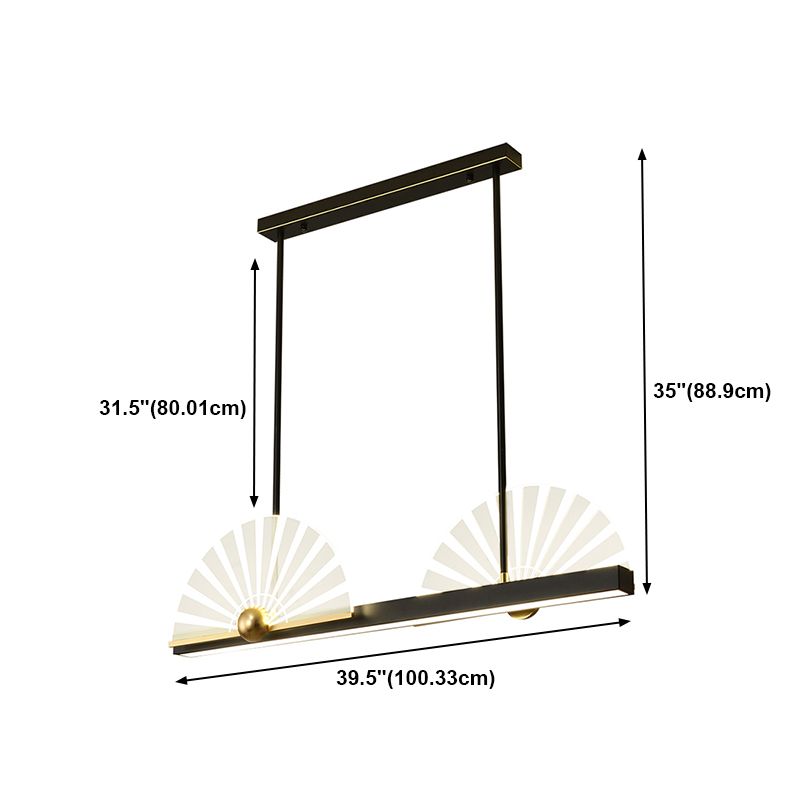 Modern Style Geometry Shape Island Lights Metal 3 Light Island Lighting in Black
