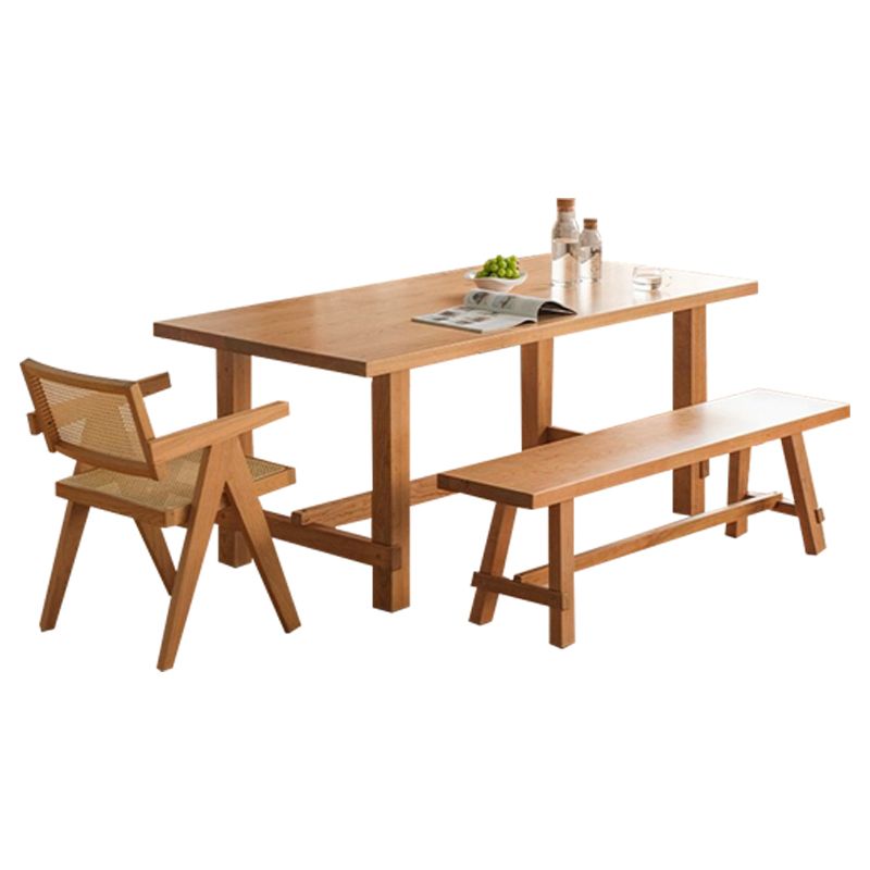 Contemporary Kitchen Dinner Table Rectangle Solid Wood Dining Table