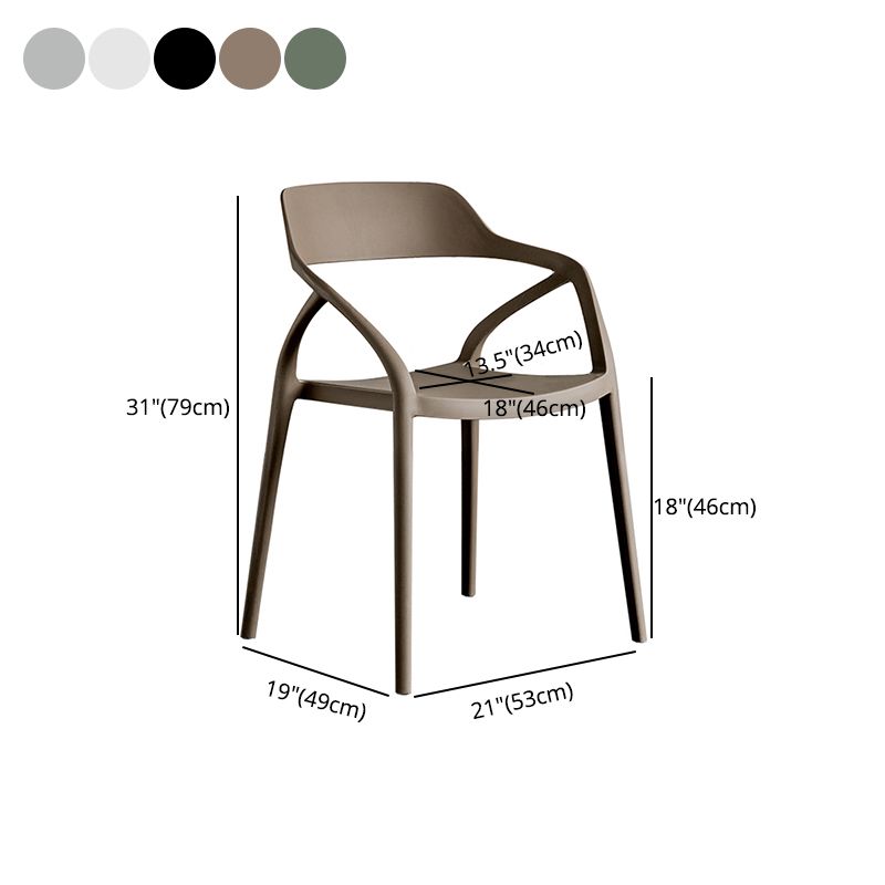 Contemporary Style Plastic Dining Chairs Dining Open Back Arm Side Chair for Kitchen