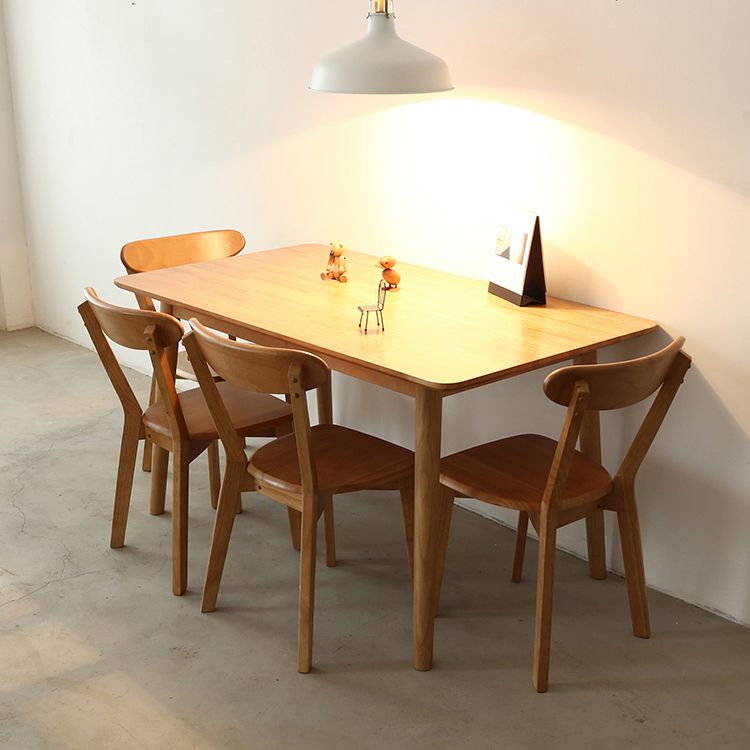 Simplicity Solid Wood Dining Table Rectangle Shape Dining Table with 4 Legs Base