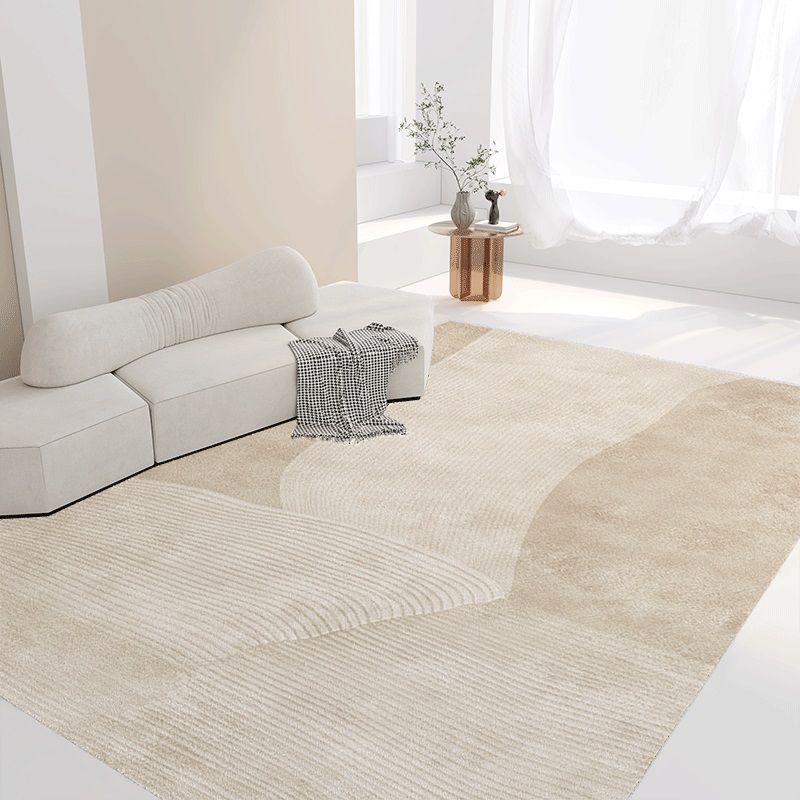 Light Brown Stripe Carpet Polyester Modern Carpet Washable Carpet for Living Room
