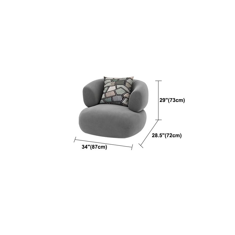 Contemporary Recessed Arm Sofa Pillow Back Curved Sofa for Living Room