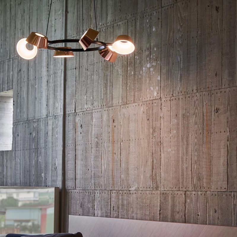 Postmodern Style Chandelier Light Fixture Metal Rose Gold Pendant Light for Living Room