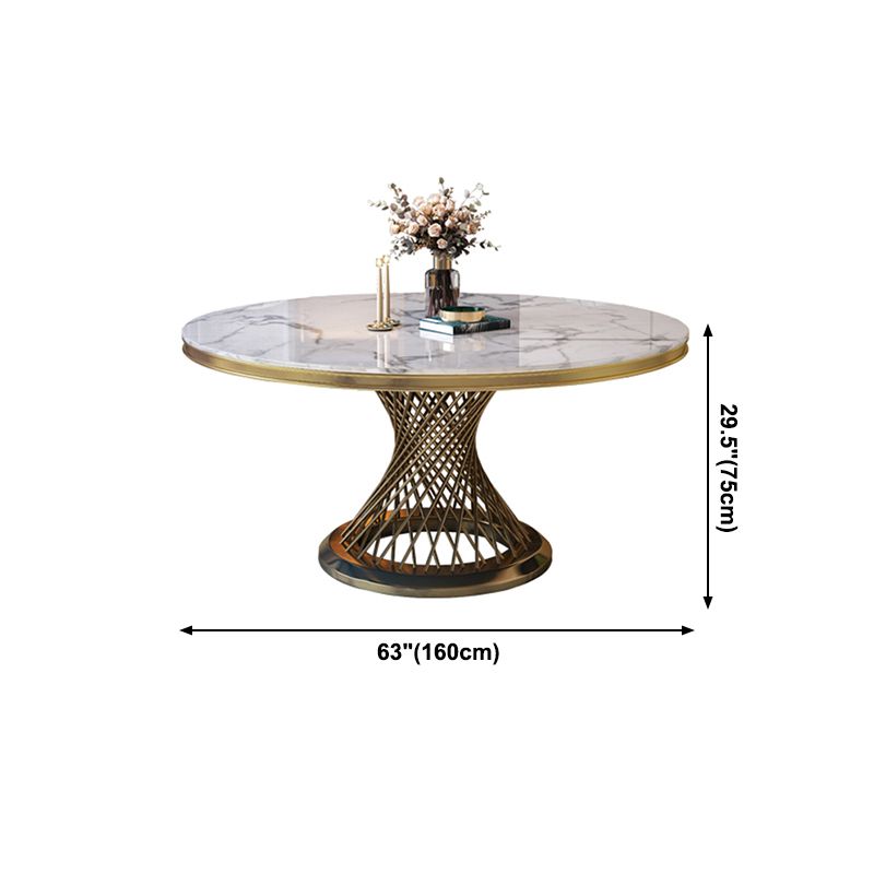 Marble Dining Table Single Pedestal Base Luxury Style Round Table for Dining Room