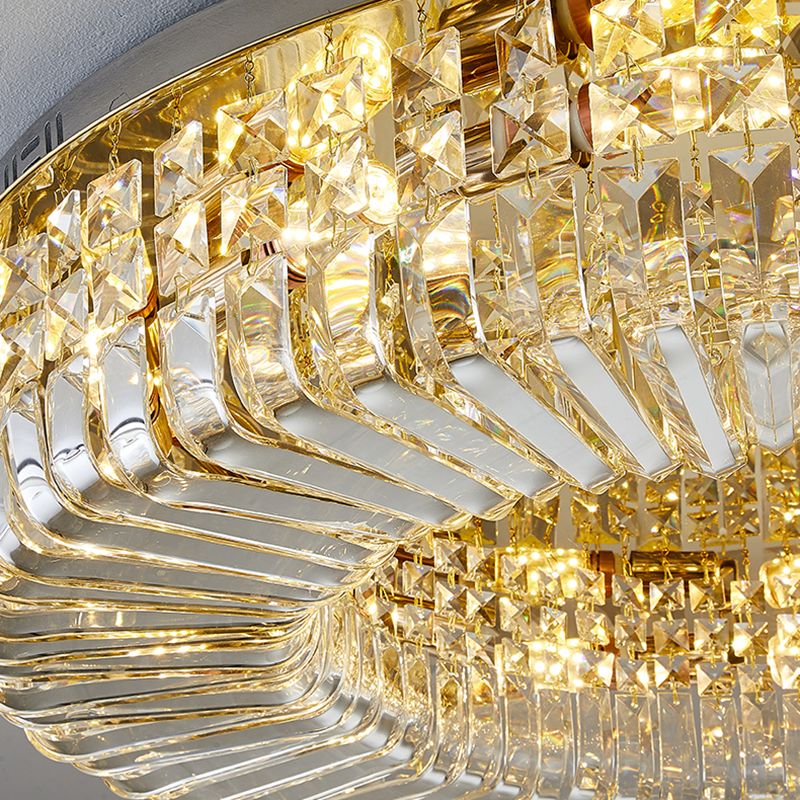 Modernism Flush Mount Lamp Round Ceiling Lighting with Crystal for Bedroom