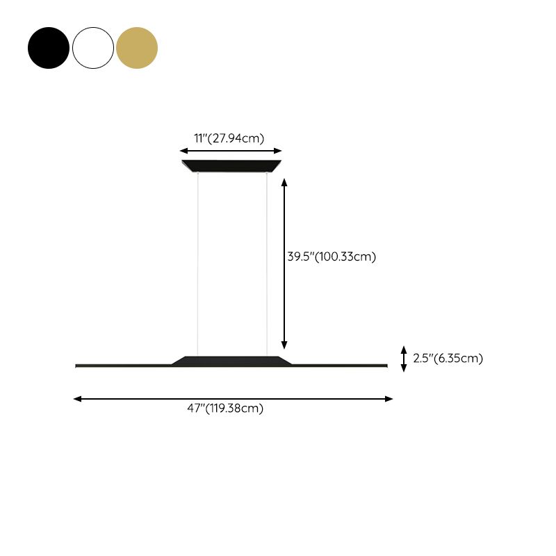 Linear Shape Metal Island Chandelier Modern Style 1-Light Island Ceiling Light