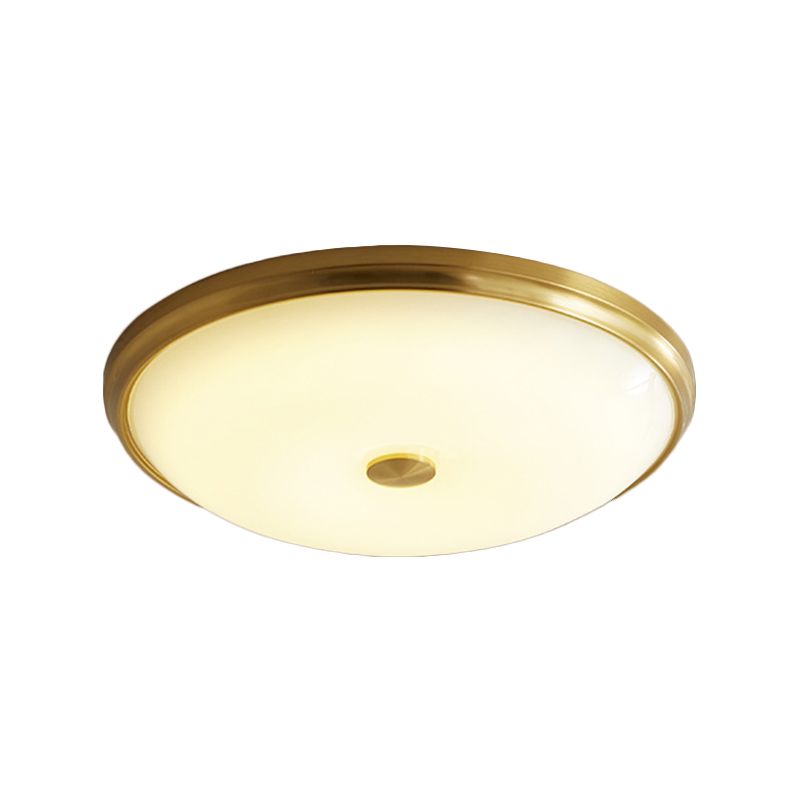 12.5"/16" Dia Antiqued Gold LED Flush Mount Simplicity White Glass Bowl/Round Ceiling Light for Bedroom