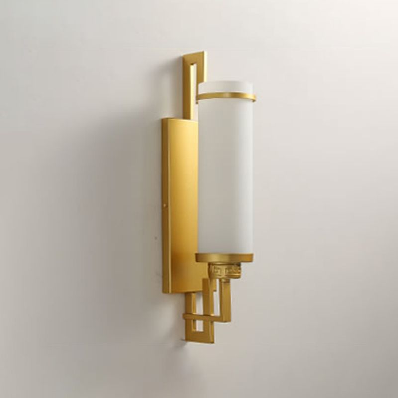 Modern Style Glass Wall Light Cylinder 21.5" High Wall Sconce for Living Room