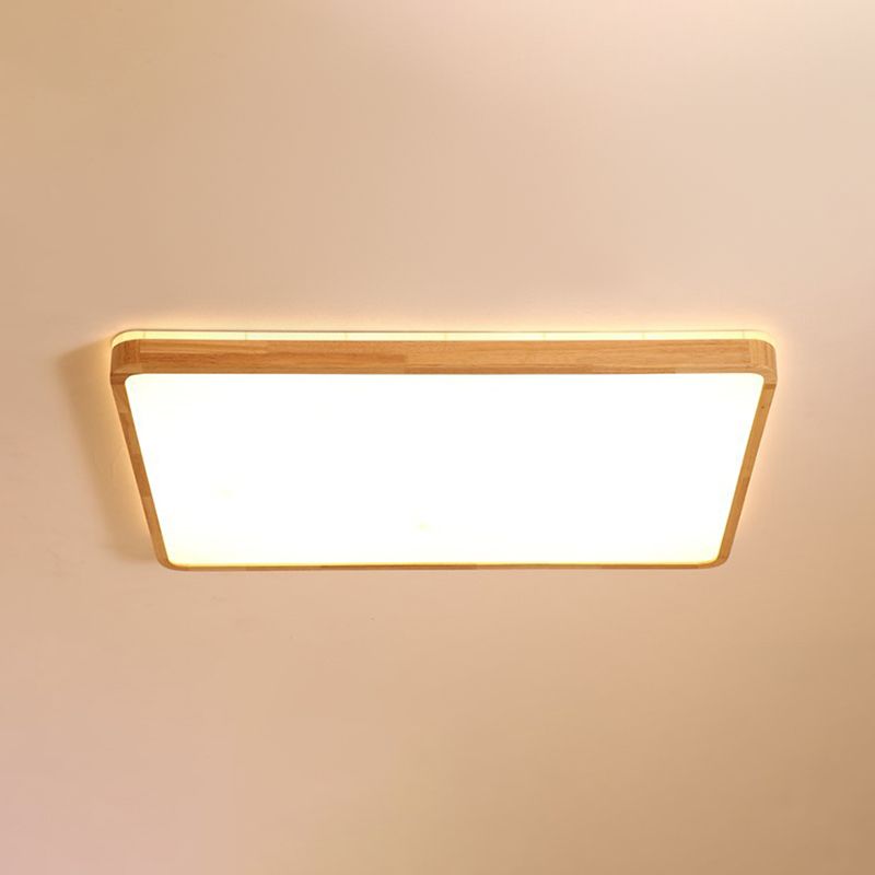 Geometry Shape LED Ceiling Lamp Modern Wood 1 Light Flush Mount for Dining Room Corridor