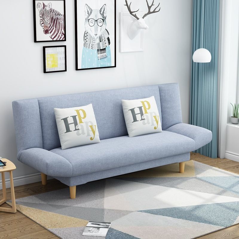 Linen Armless Sleeper with 2 Pillows Back for Apartment and Living Room