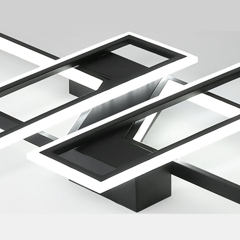 Modern Minimalist Metal Ceiling Lamp Geometric Shape LED Semi Flush Mount Lighting for Bedroom